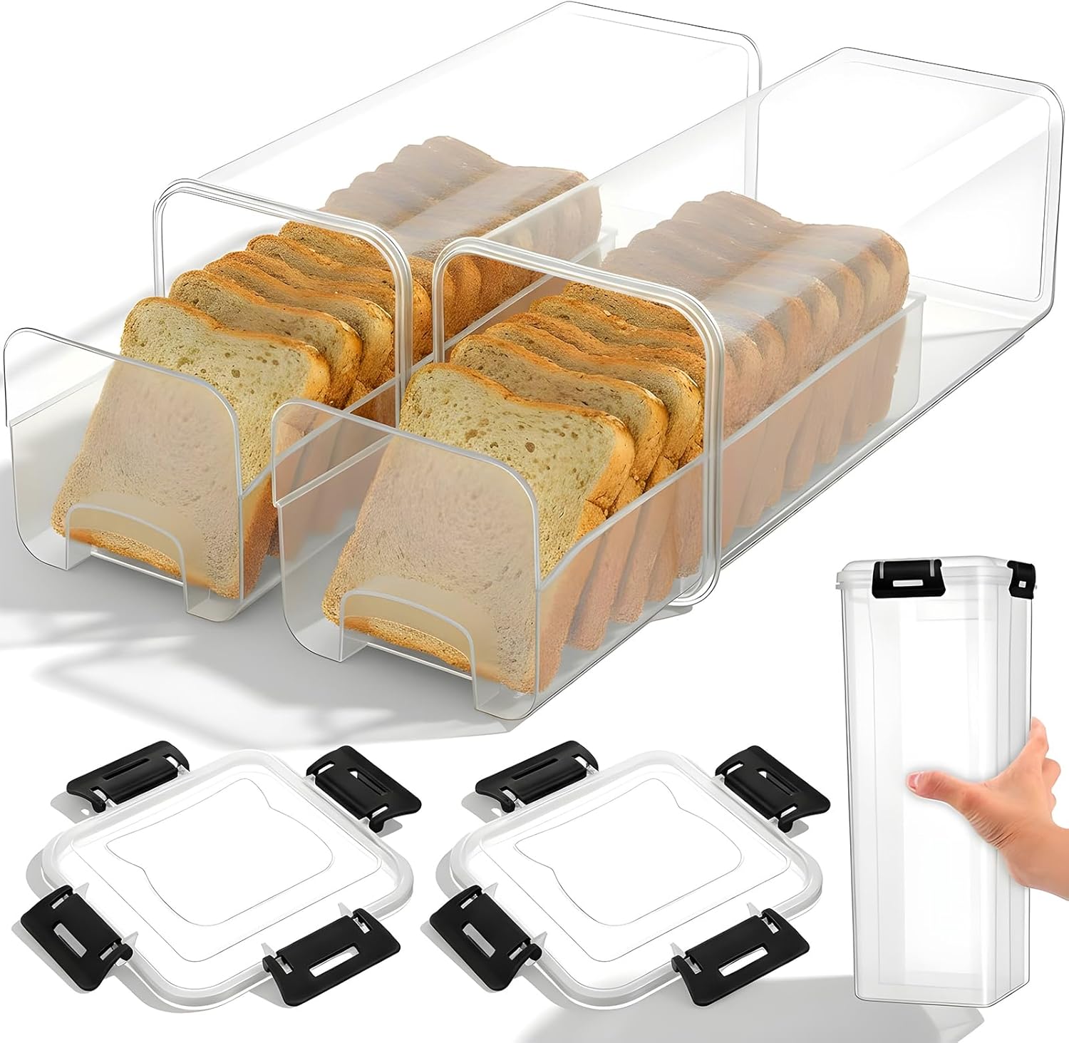 Drawer Organizer Tray - Broodopbergdoos met luchtdichte deksel, transparante plastic