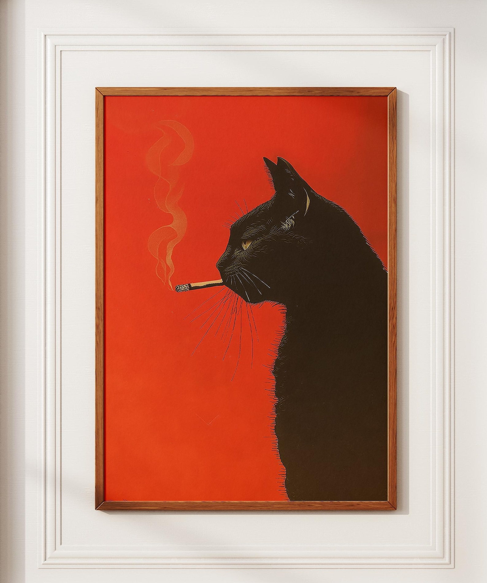 Office Furniture For Home - Vintage zwarte kat rokende canvas print