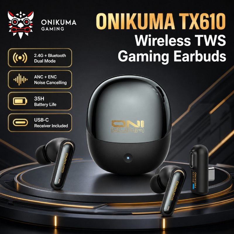 Telephone Headset Office - ONIKUMA TX610 Draadloze Gaming Oordopjes Dubbele