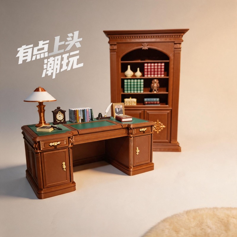 Office Furniture Plan - Originele 1/12 miniatuur vintage bureaustoelset in