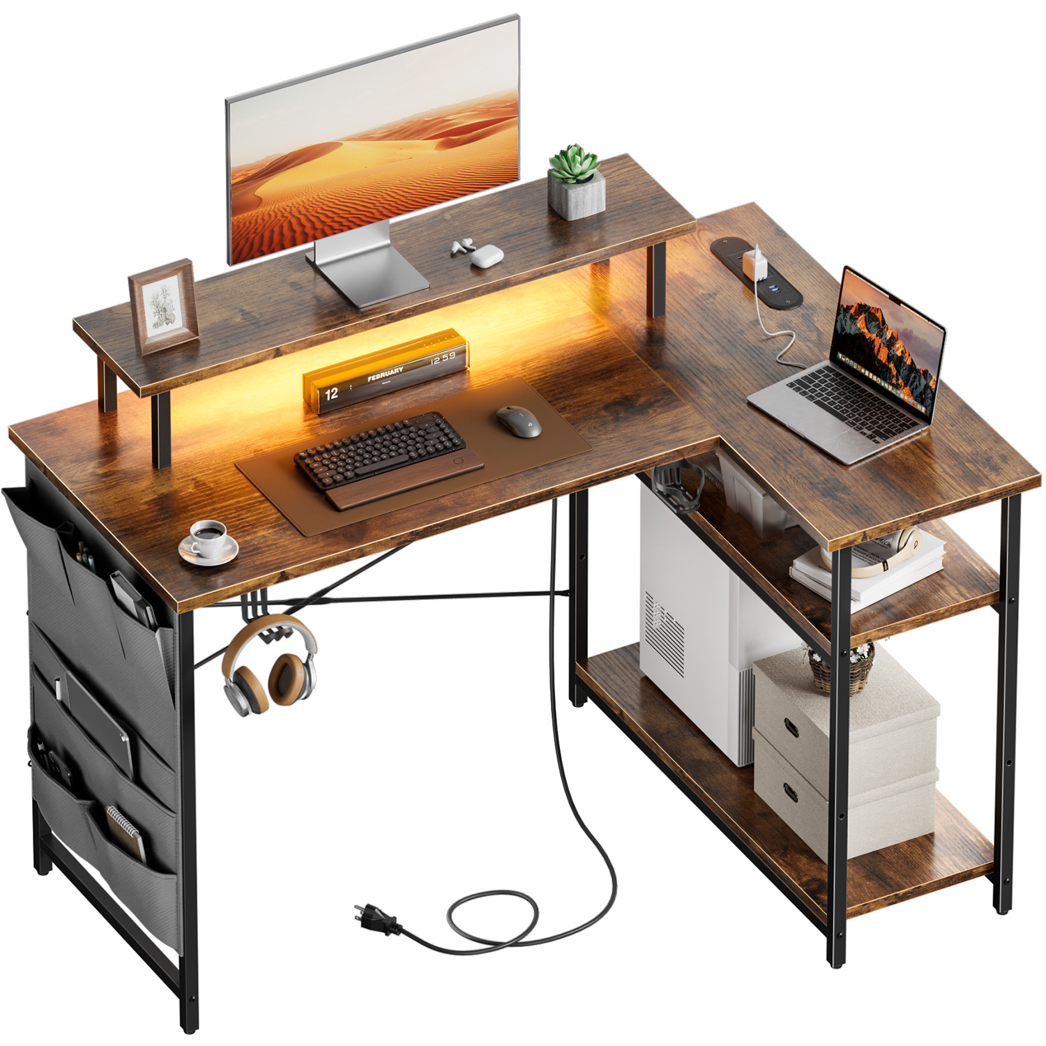 L-vormig computerbureau, voorz - Office Furniture Plan recensie en prijs