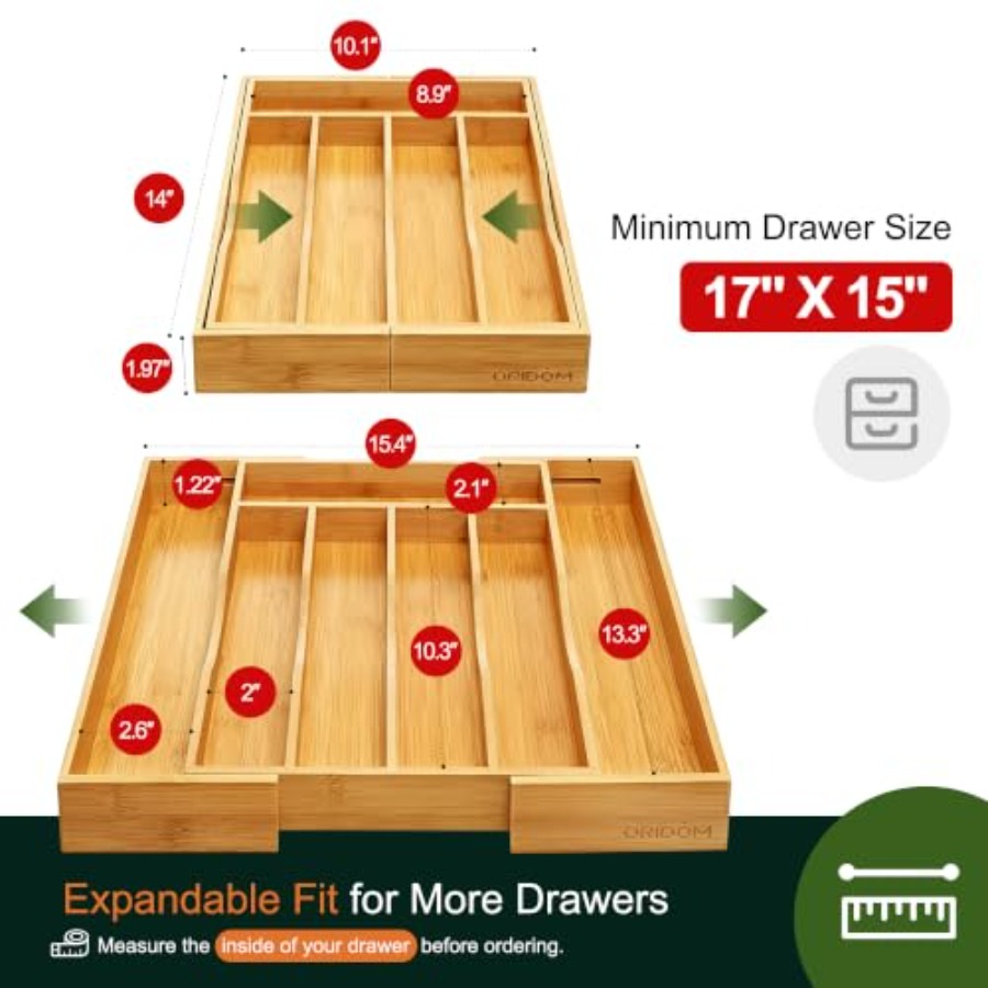 Uitbreidbare bamboe keukenlade - Drawer Organizer Tray recensie en prijs