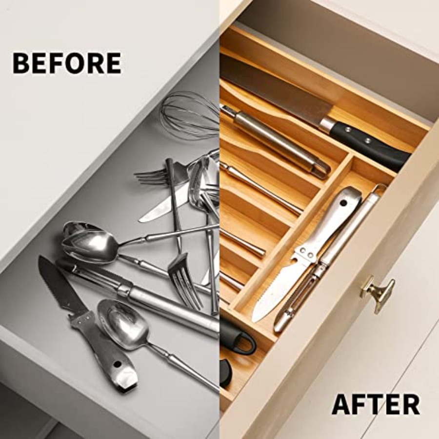 Uitbreidbare bamboe keukenlade - Drawer Organizer Tray recensie en prijs